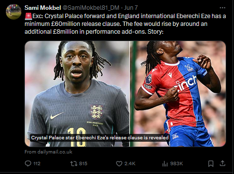 Screenshot of a tweet from Sami Mokbel